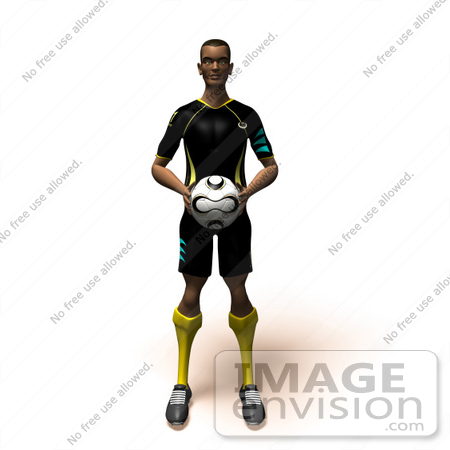 #49812 Royalty-Free (RF) Illustration Of A 3d Athletic Man Holding A Soccer Ball - Version 3 by Julos
