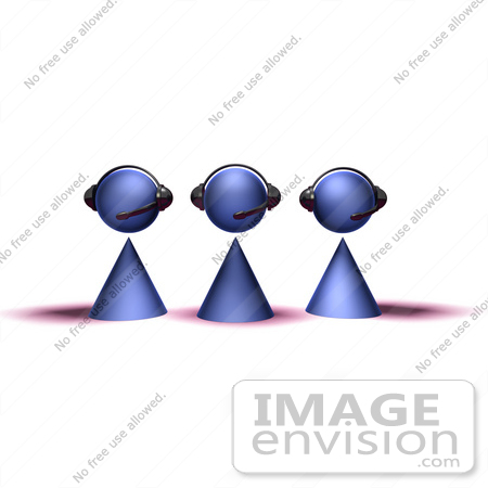 #49814 Royalty-Free (RF) Illustration Of A Group Of Three 3d Purple Avatar Customer Service People - Version 3 by Julos