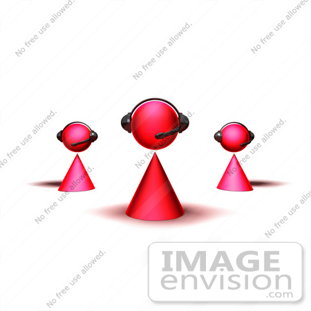#49819 Royalty-Free (RF) Illustration Of A Group Of Three 3d Pink Avatar Customer Service Characters by Julos