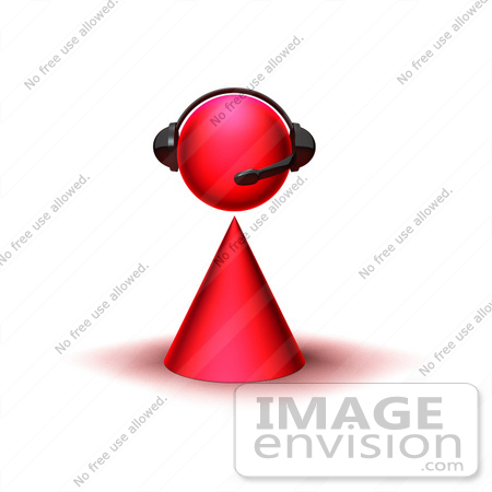 #49821 Royalty-Free (RF) Illustration Of A 3d Red Avatar Character Wearing A Headset by Julos