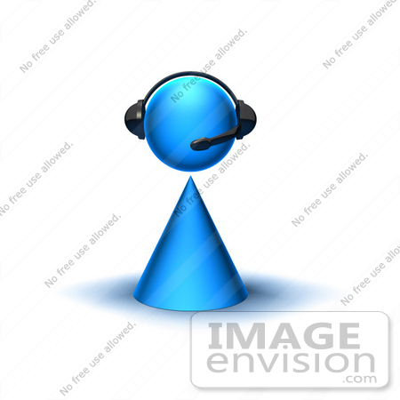 #49822 Royalty-Free (RF) Illustration Of A 3d Blue Avatar Character Wearing A Headset - Version 1 by Julos