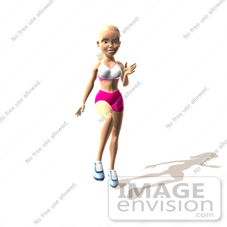 #49835 Royalty-Free (RF) Illustration Of A 3d Blond Fitness Woman Skipping Or Running - Version 4 by Julos