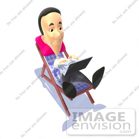 #49849 Royalty-Free (RF) Illustration Of A 3d Man Sunbathing And Using A Laptop - Version 3 by Julos