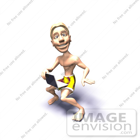#49857 Royalty-Free (RF) Illustration Of A 3d Surfer Guy Using A Laptop - Version 2 by Julos