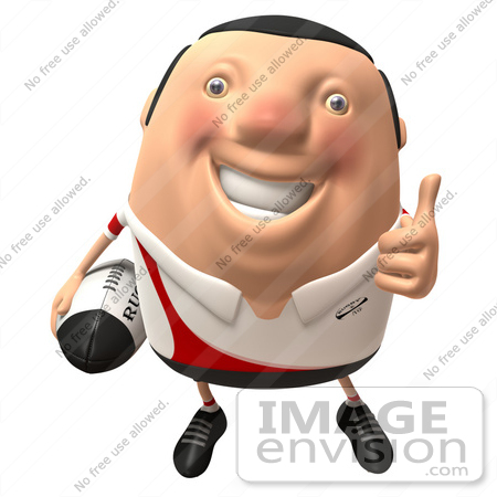 #49862 Royalty-Free (RF) Illustration Of A 3d Chubby Rugby Mascot Giving The Thumbs Up - Version 1 by Julos
