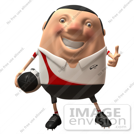 #49863 Royalty-Free (RF) Illustration Of A 3d Chubby Rugby Mascot Pointing His Fingers Like A Gun by Julos