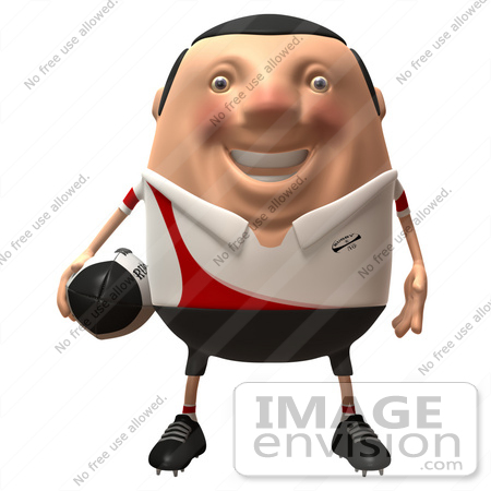#49866 Royalty-Free (RF) Illustration Of A 3d Chubby Rugby Mascot Facing Front And Holding A Ball by Julos