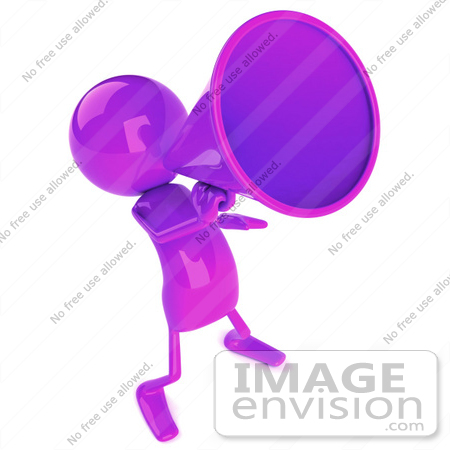 #49868 Royalty-Free (RF) Illustration Of A 3d Purple Man Mascot Using A Megaphone by Julos