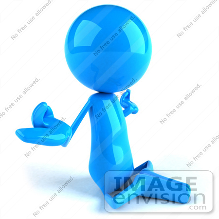 #49869 Royalty-Free (RF) Illustration Of A 3d Blue Guy Mascot Meditating - Pose 2 by Julos