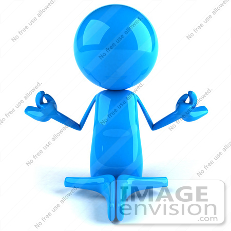 #49870 Royalty-Free (RF) Illustration Of A 3d Blue Guy Mascot Meditating - Pose 1 by Julos