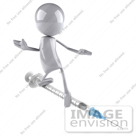 #49871 Royalty-Free (RF) Illustration Of A 3d White Man Mascot With A Syringe - Version 2 by Julos