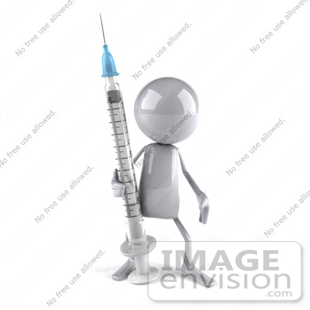 #49872 Royalty-Free (RF) Illustration Of A 3d White Man Mascot With A Syringe - Version 3 by Julos