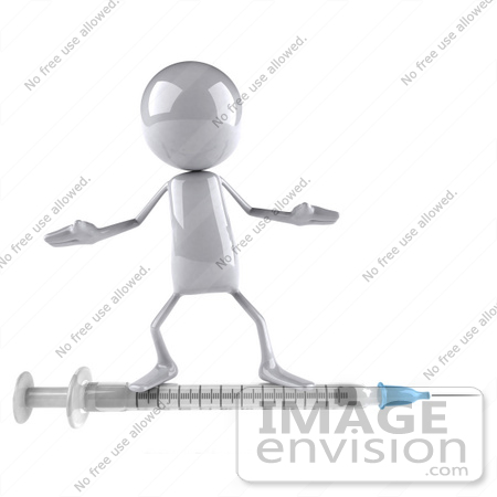 #49873 Royalty-Free (RF) Illustration Of A 3d White Man Mascot With A Syringe - Version 1 by Julos