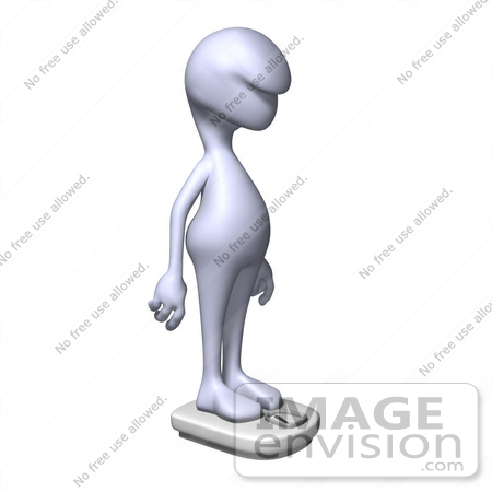 #49879 Royalty-Free (RF) Illustration Of A 3d Human Like Character Mascot Standing On A Scale - Version 2 by Julos