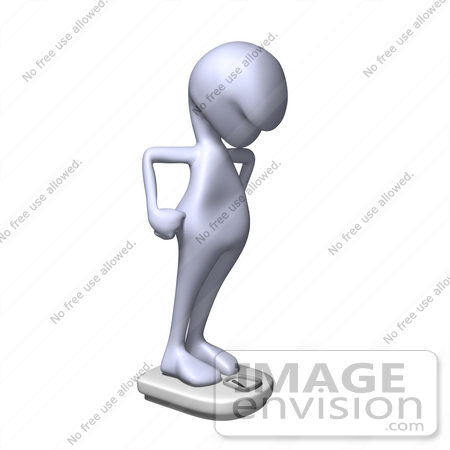 #49880 Royalty-Free (RF) Illustration Of A 3d Human Like Character Mascot Standing On A Scale - Version 3 by Julos