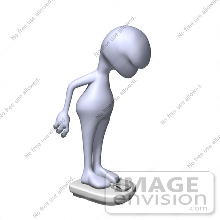 #49881 Royalty-Free (RF) Illustration Of A 3d Human Like Character Mascot Standing On A Scale - Version 1 by Julos