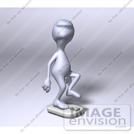 #49886 Royalty-Free (RF) Illustration Of A 3d Human Like Alien Mascot Balancing On A Scale - Version 2 by Julos