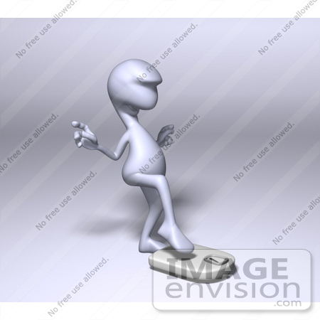 #49887 Royalty-Free (RF) Illustration Of A 3d Human Like Alien Mascot Stepping On To A Scale by Julos
