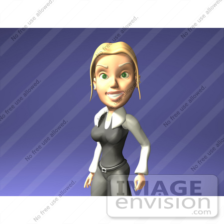 #49895 Royalty-Free (RF) Illustration Of A 3d Blond Businesswoman Mascot Smiling - Version 2 by Julos