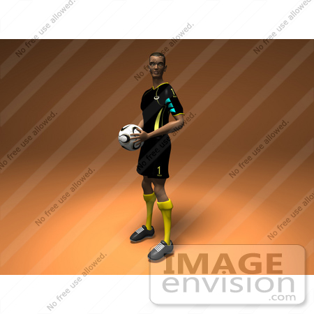#49896 Royalty-Free (RF) Illustration Of A 3d Male Athlete Holding A Soccer Ball - Version 2 by Julos