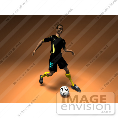 #49898 Royalty-Free (RF) Illustration Of A 3d Male Athlete Kicking A Soccer Ball - Version 1 by Julos