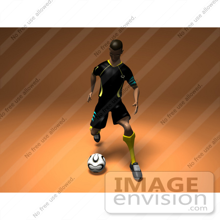 #49899 Royalty-Free (RF) Illustration Of A 3d Male Athlete Kicking A Soccer Ball - Version 2 by Julos