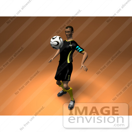 #49900 Royalty-Free (RF) Illustration Of A 3d Male Athlete Bouncing A Soccer Ball Off Of His Chest- Version 2 by Julos