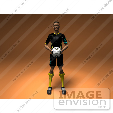 #49901 Royalty-Free (RF) Illustration Of A 3d Male Athlete Holding A Soccer Ball - Version 1 by Julos