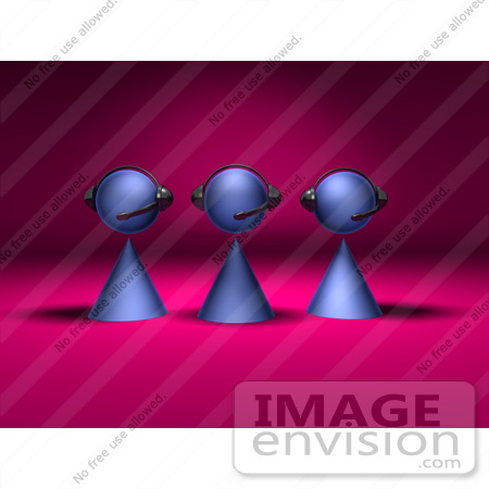 #49902 Royalty-Free (RF) Illustration Of A Group Of Three 3d Purple Avatar Customer Service Characters - Version 1 by Julos