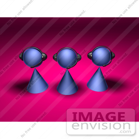#49903 Royalty-Free (RF) Illustration Of A Group Of Three 3d Purple Avatar Customer Service Characters - Version 2 by Julos