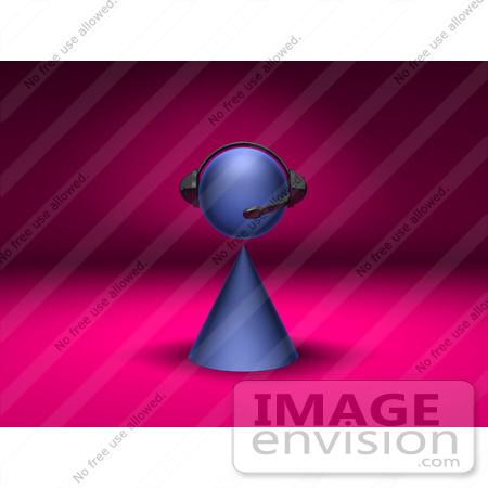 #49907 Royalty-Free (RF) Illustration Of A 3d Purple Avatar Character Wearing A Headset - Version 2 by Julos