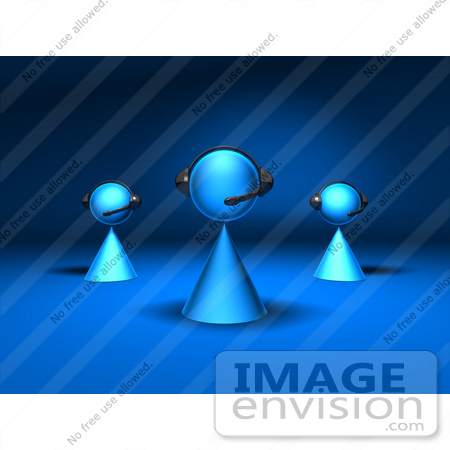 #49908 Royalty-Free (RF) Illustration Of A Group Of Three 3d Blue Avatar Customer Service Characters - Version 2 by Julos