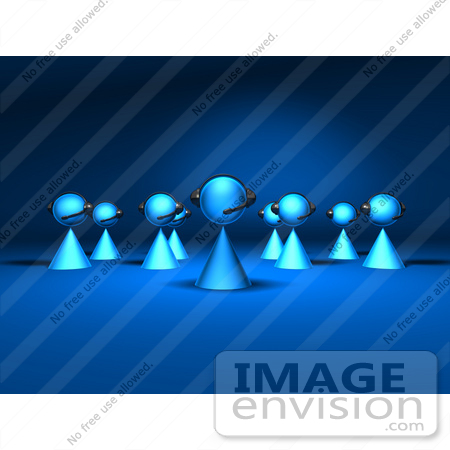 #49909 Royalty-Free (RF) Illustration Of A 3d Group Of Blue Telemarketer Or Customer Service Rep Avatar People by Julos