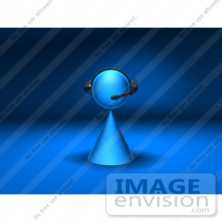 #49910 Royalty-Free (RF) Illustration Of A 3d Blue Avatar Character Wearing A Headset - Version 2 by Julos