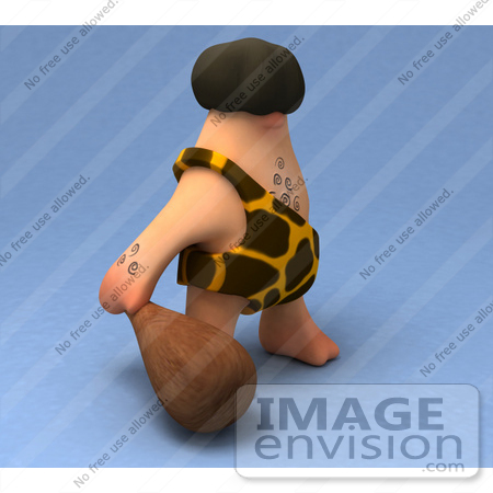 #49911 Royalty-Free (RF) Illustration Of A 3d Caveman Mascot Carrying A Club - Version 2 by Julos