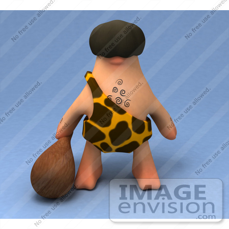#49912 Royalty-Free (RF) Illustration Of A 3d Caveman Mascot Carrying A Club - Version 1 by Julos