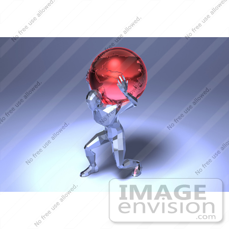 #49917 Royalty-Free (RF) Illustration Of A 3d Crystal Man Character Carrying A Globe - Version 2 by Julos