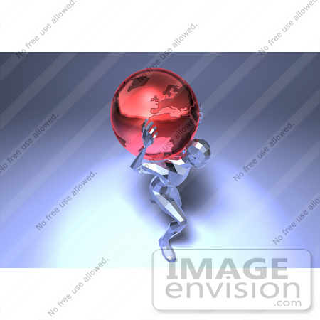 #49918 Royalty-Free (RF) Illustration Of A 3d Crystal Man Character Carrying A Globe - Version 4 by Julos