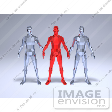 #49922 Royalty-Free (RF) Illustration Of A Group Of Red And Clear 3d Crystal Men Characters - Version 1 by Julos