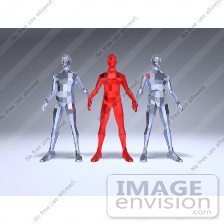 #49923 Royalty-Free (RF) Illustration Of A Group Of Red And Clear 3d Crystal Men Characters - Version 2 by Julos