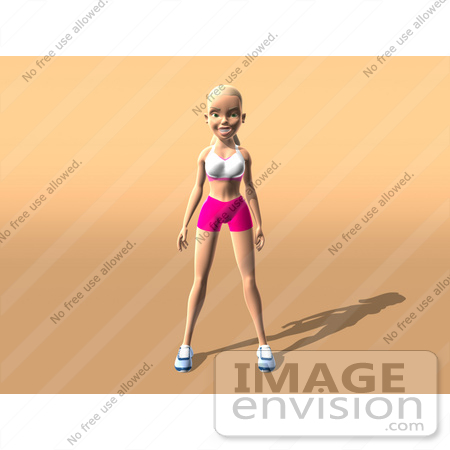 #49933 Royalty-Free (RF) Illustration Of A 3d Blond Fitness Woman Standing And Facing Front - Version 2 by Julos