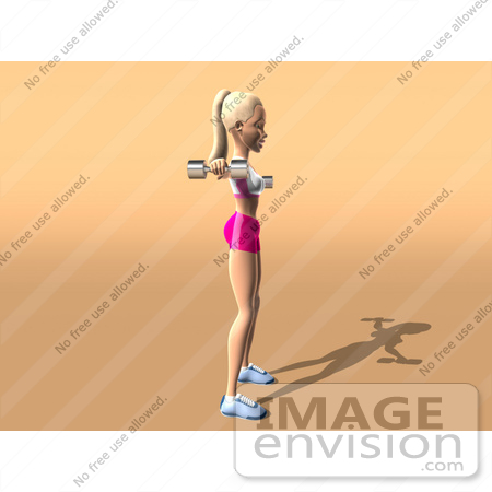 #49940 Royalty-Free (RF) Illustration Of A 3d Blond Fitness Woman Doing Lateral Raises - Version 2 by Julos