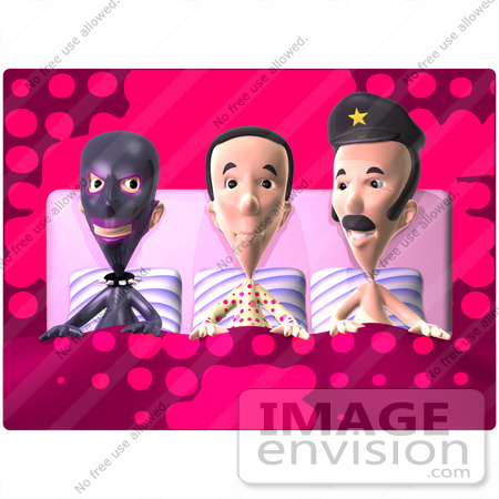 #49955 Royalty-Free (RF) Illustration Of A Three Homosexual Men Laying Together Under A Blanket by Julos