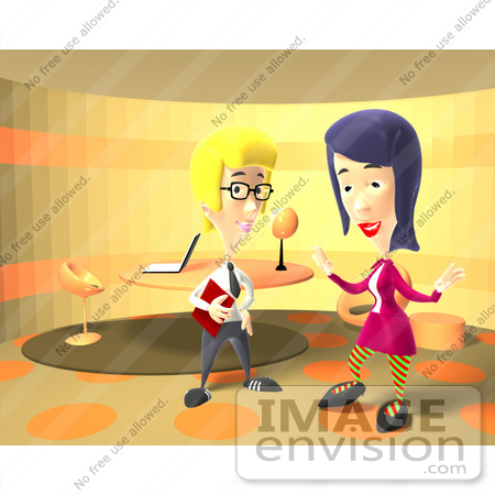 #49957 Royalty-Free (RF) Illustration Of Two Fashionable Women Standing By A Table by Julos