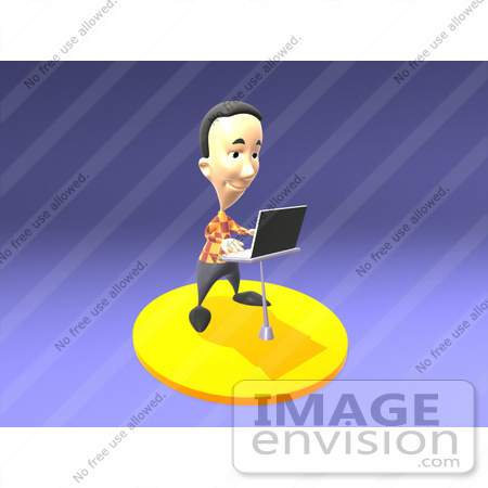 #49959 Royalty-Free (RF) Illustration Of A 3d Man Standing And Using A Laptop - Version 2 by Julos