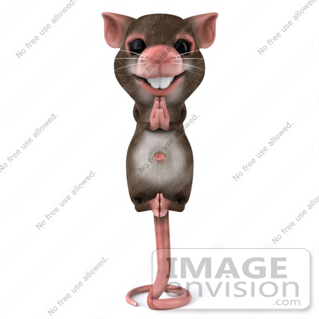#49973 Royalty-Free (RF) Illustration Of A 3d Mouse Mascot Perched Up On His Tail And Meditating - Version 1 by Julos