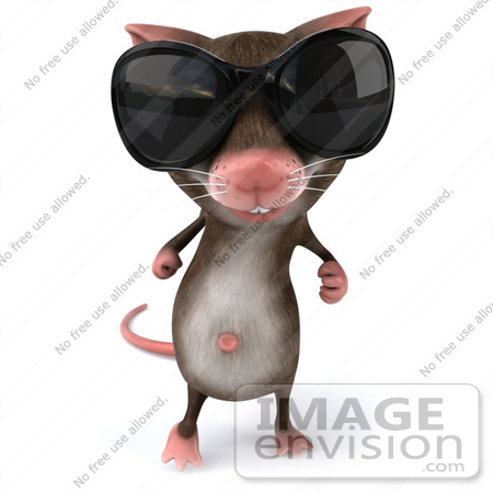 #49975 Royalty-Free (RF) Illustration Of A 3d Mouse Mascot Sporting Dark Shades by Julos