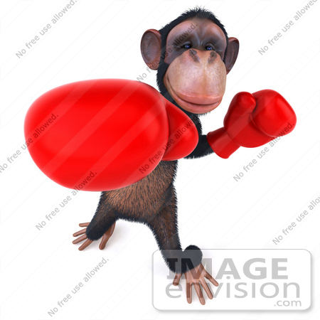 #49978 Royalty-Free (RF) Illustration Of A 3d Chimp Mascot Boxing - Pose 3 by Julos