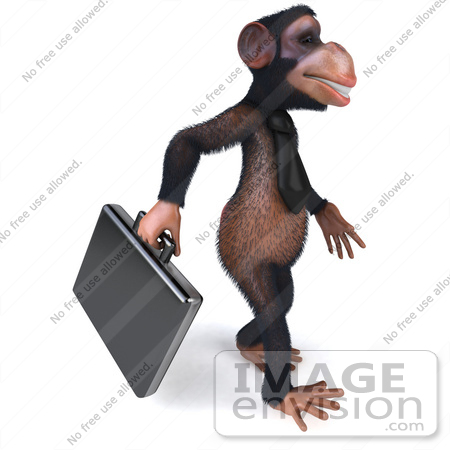 #49979 Royalty-Free (RF) Illustration Of A 3d Chimp Mascot With A Business Briefcase - Pose 2 by Julos