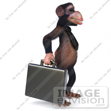#49982 Royalty-Free (RF) Illustration Of A 3d Chimpanzee Mascot Carrying A Briefcase - Pose 2 by Julos